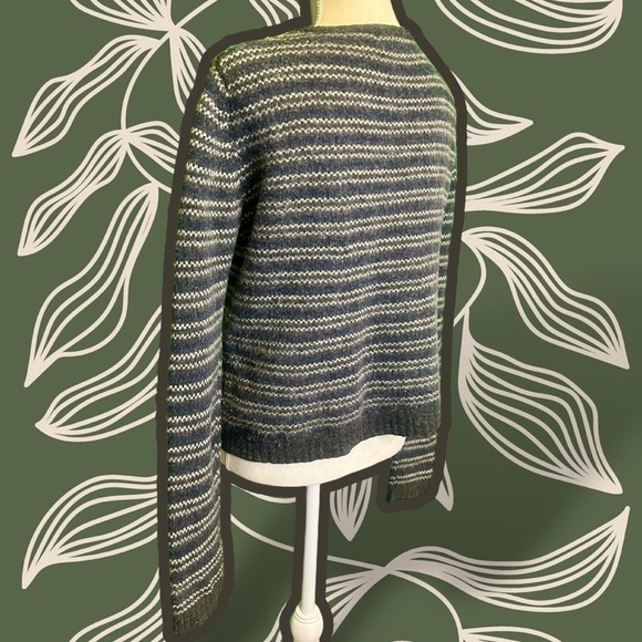 Old Navy Vintage Y2K 100% Lambswool Charcoal Gray Striped Zip-Up Cardigan Size M - Picture 6 of 14